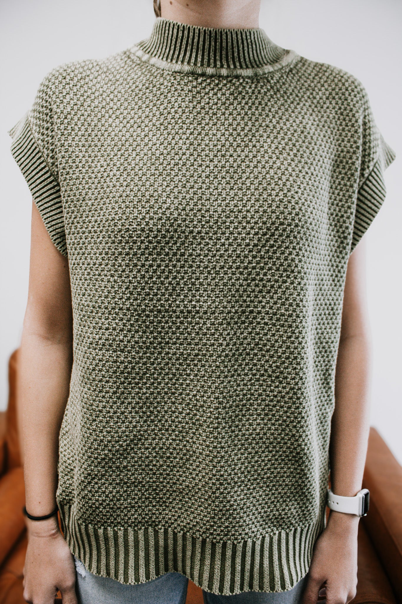 Lennox Cap Sleeve Sweater-Olive