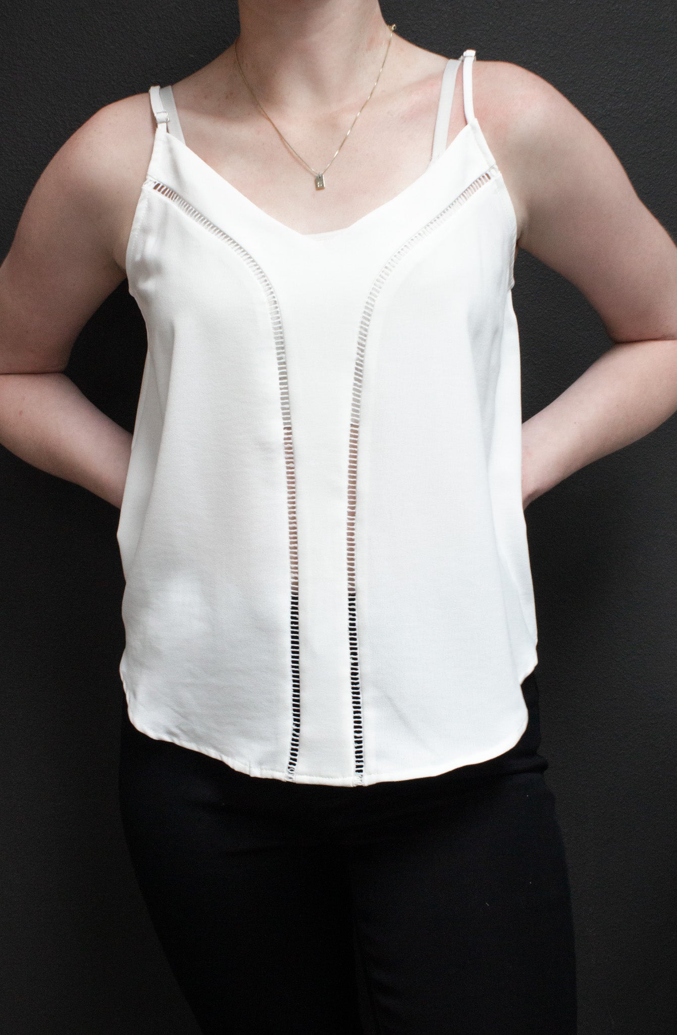 V Neck Solid Woven Cami Top