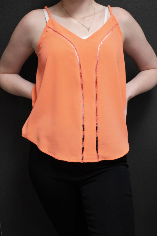 V Neck Solid Woven Cami Top