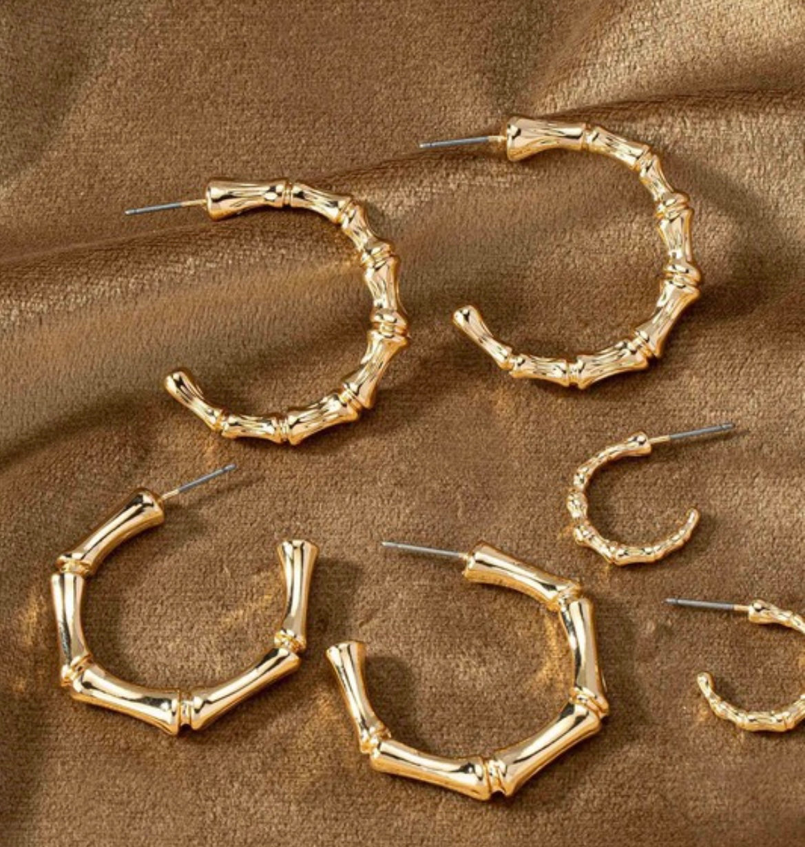 Trio Bamboo Hoops- Gold